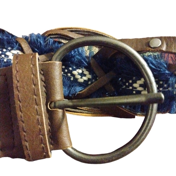 Statement Belt Leather Fabric Braided Push Adj. Western BoHo Hippie Native Sm. - Picture 4 of 6